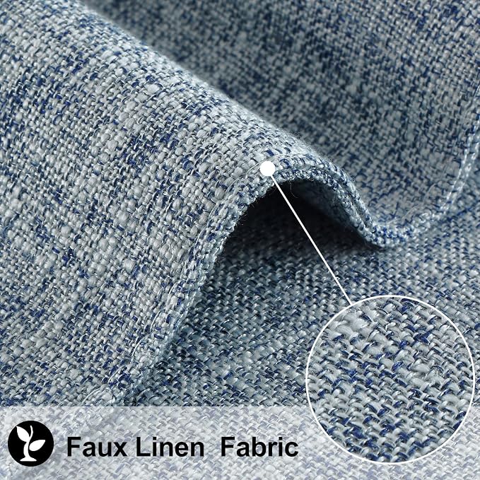 homing Faux Cotton Linen Placemats Set of 6, Cloth Washable Farmhouse Dining Table Mats for Indoors & Outdoors, Easy to Clean, Denim Blue, 13 x 19 Inch