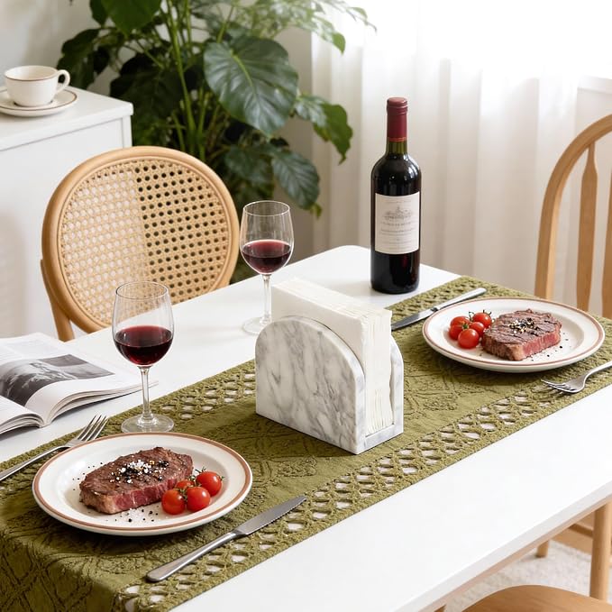 Marble Napkin Holder for Table, Upright Napkin Holders with Marble Unique Texture, Standing Napkin Dispenser for Kitchen Dining Room Counter Tops, Restaurant (Height 5.9")