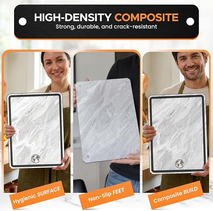 Earth's Dreams Composite Wood Cutting Board Set of 3 – Dishwasher Safe Kitchen Cutting Boards with Marble Stone Look – Large, Medium & Small Chopping & Charcuterie Boards