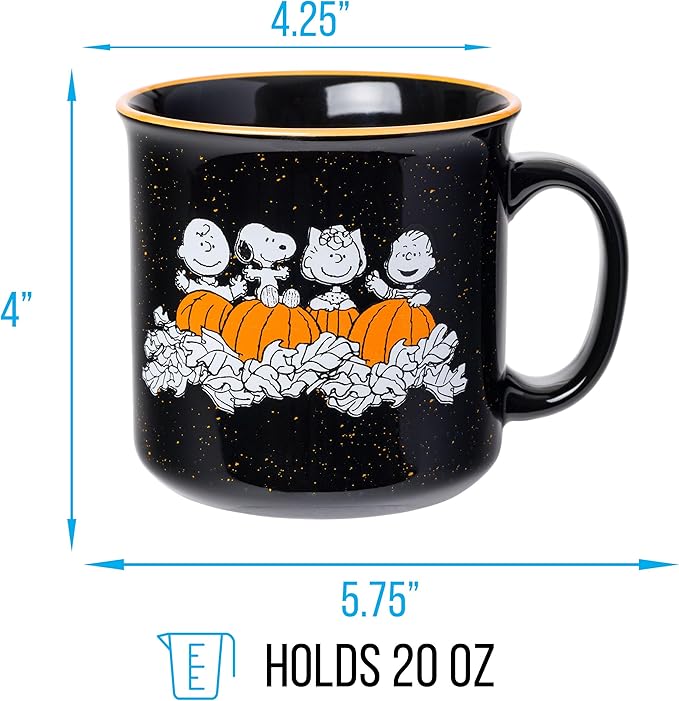 Silver Buffalo Peanuts Halloween Costumes Featuring Charlie Brown, Snoopy, Woodstock, Lucy, and Linus Ceramic Camper Mug, 20 Ounces