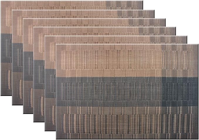 Place Mats Indoor Set of 6 Washable Outdoor Placemats Easy to Clean PVC Placemat (Coffee)