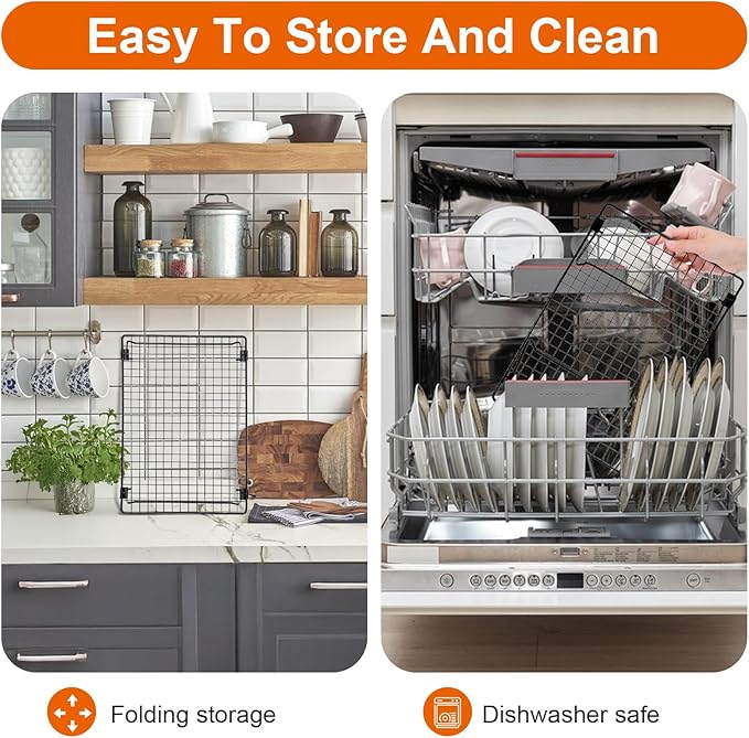 4Pcs Cooling Racks for Cooking and Baking, 13.4" x 9.4" Cookie Cooling Racks, 4-Tier Stackable Carbon Steel Wire Cooling Rack for Baking, Cookie, Pizza, Cake, Roasting, Making Jerky