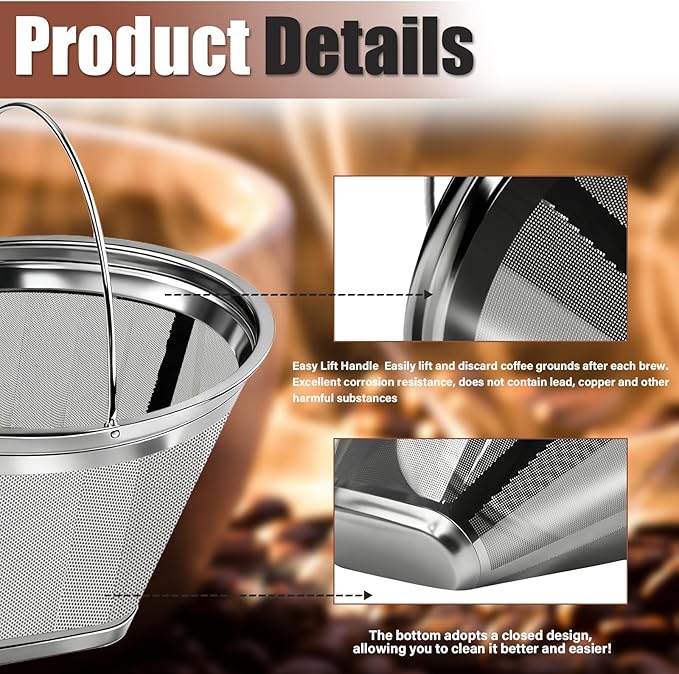 #4 Coffee Filter Reusable Coffee Filter Stainless Steel Coffee Filter Compatible with Technivorm Moccamaster KBGV KBT 79112 53923 59691 etc. Durable Stainless Steel Filter for Sustainable Brewing (1)