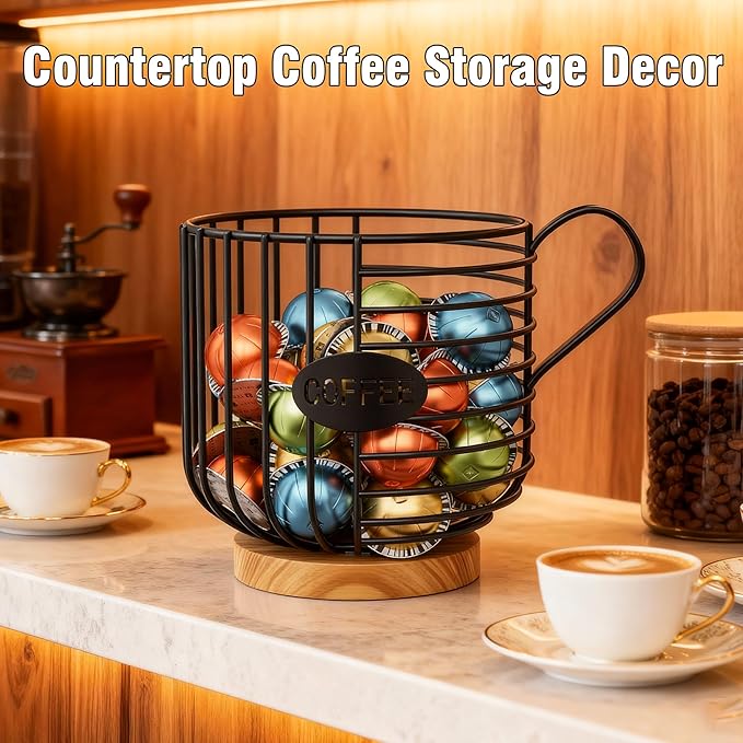 Coffee Pod Holder for Nespresso Vertuo Original & Keurig K-Cup, Metal Coffee Capsule Organizer Large Capacity Coffee Bar Accessories for Kitchen Counter