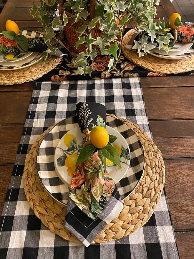 Round Woven Placemats Set of 6-13 inches Plate Chargers Natural Wicker Placemats Water Hyacinth Straw Braided Tablemats Rattan Tablemats Rustic Weave Placemats for Dining Table
