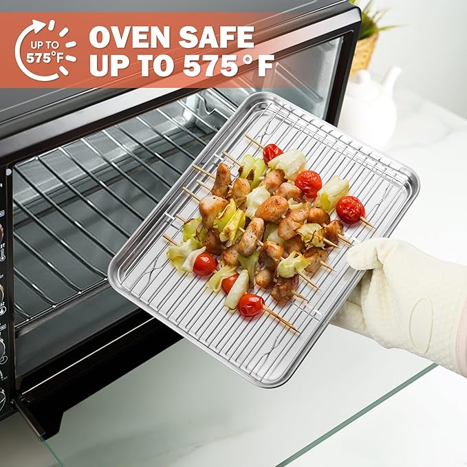 Homikit Stainless Steel Cooling Racks Set of 2, 11.6”*9.1” Heavy Duty Wire Baking Rack for Cooking Roasting Grilling Bacon Cake Cookies, Non Toxic & Rust Free