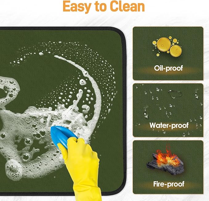 Heat Resistant Mat for Air Fryer, 12 x 14in Heat Resistant Mat for Countertop, Fireproof Silicone Countertop Protector Appliance Slider Hot pod for Air Fryer, Coffee Maker, Toaster, Oven (Green)