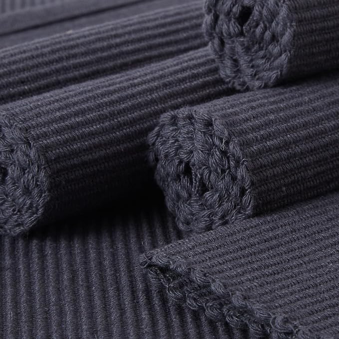 Encasa XO Dining Placemat Set of 6 | Solid Grey Color | Fine Ribbed Cotton Table mat | Size 19x13 in | Machine Washable