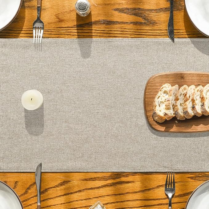 Artoid Mode Light Brown Table Runner, Seasonal Fall Washable Kitchen Dining Table Decoration for Home Party Decor 13x90 Inch