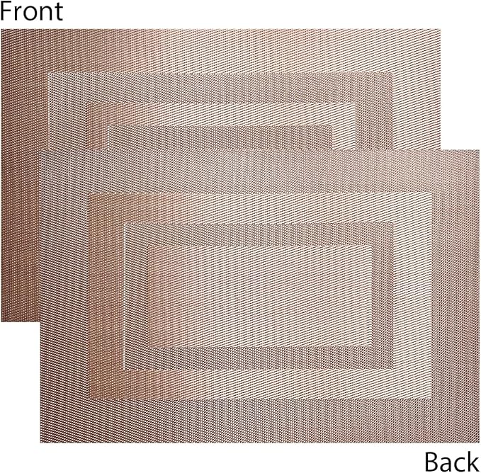PIGCHCY Placemats Set of 6,Washable Woven Vinyl Kitchen Table Mats Non Slip Durable Placemats,Heat Resistant Placemats for Dining Table (Champagne)