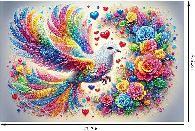 ARTopet DIY Diamond Serving Tray Diamond Art Painting Creative Design Handmade Wooden Tray Dinner Plate for Coffee Breakfast Home Organizer-Colorful Bird