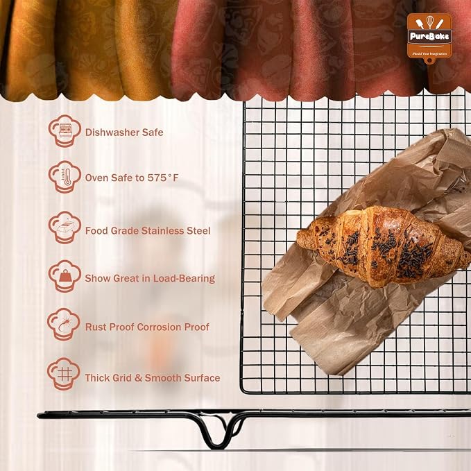 Premium SGC Certified Baking Cooling Rack, Cookie Cooling Racks for Cooking, Baking, Roasting, Grilling, Drying, Oven Safe Wire Rack, 11" * 10" Small Squares Grids