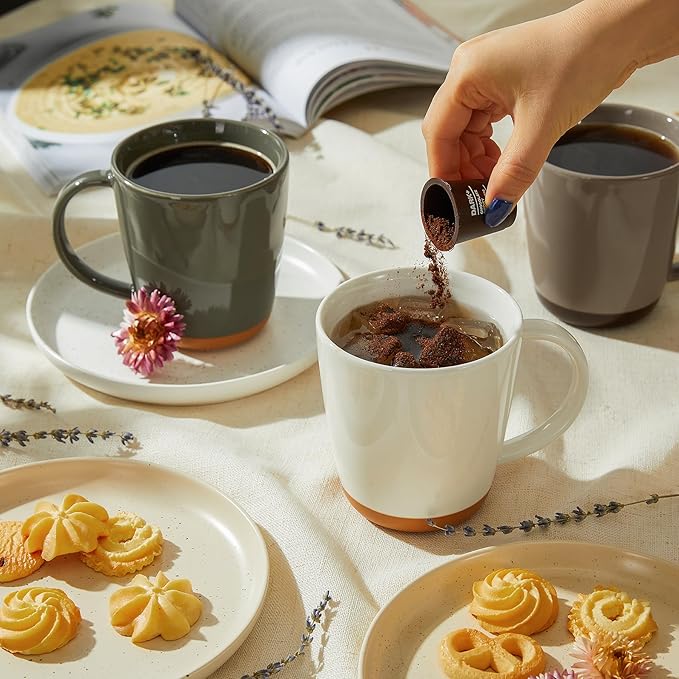 Sweese Porcelain Coffee Mugs Set of 4-16 Ounce -Microwavable, Coffee Cups for Latte, Hot Tea, Cappuccino, Mocha, Cocoa with Big Handle, Urban Neutrals