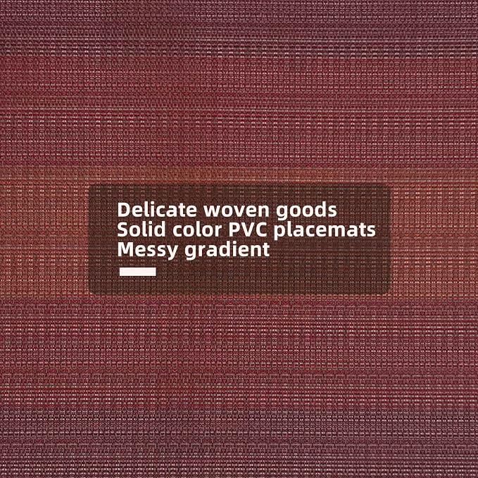 Red Placemats Set of 6, Washable Crossweave Woven Vinyl Placemats, Durable Non-Slip Table Placemats for Kitchen Table Mats (Red, 6)
