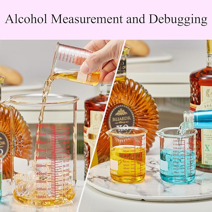 High Borosilicate Glass Measuring Cup-V-Shaped Spout,120ml(4OZ) Glass Measuring Beaker for Kitchen or Restaurant, Easy to Read(Pack of 2)