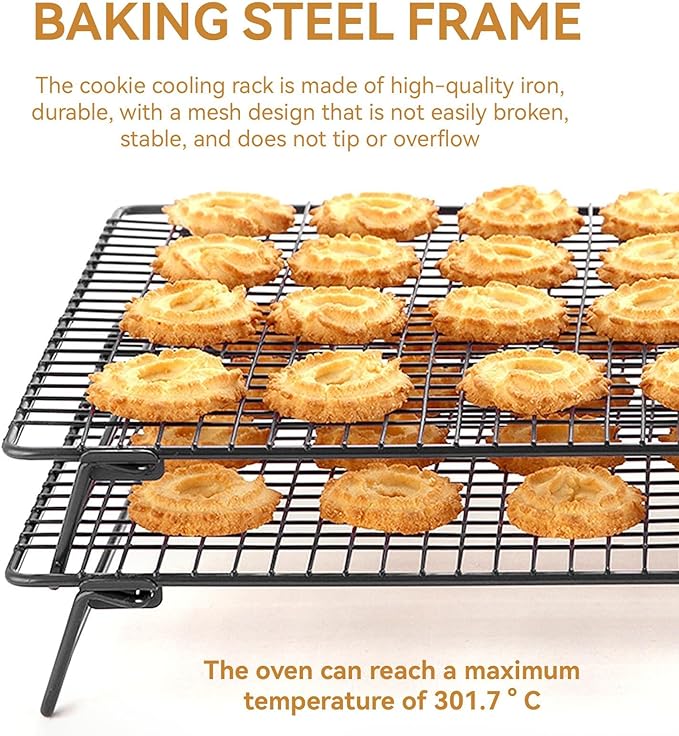 Cooling Rack with Legs, Nonstick Collapsible Wire Rack Stackable Cooling Grid Cookie Wire Grid with Folding Leg for Cooking, Baking, Roasting, Drying Cookie Cake Pizza