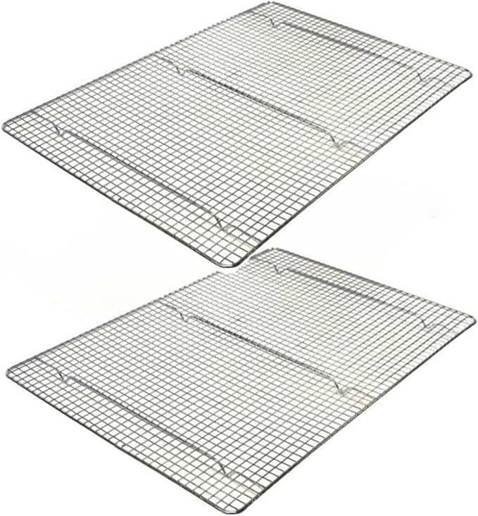 TrueCraftware- 20-1/2" X 14-1/2" Footed Wire Icing/Cooling Rack Chrome Plated Set of 2- Baking Rack Cookie Cooling Racks Square Wirefor Baking Cooking Cake Rack for Pies Cookies Pastries Cakes Meat