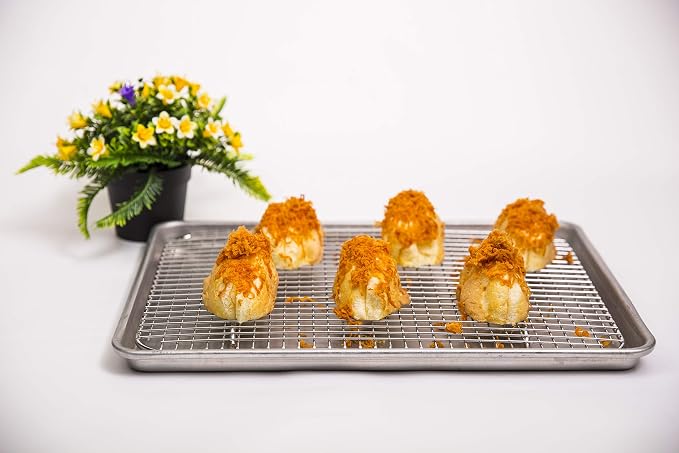 304 Stainless Steel Cooling Rack(11.75"X16.5"X0.7") Wire Grate Fit Half Sheet Pan,use at Smoking, Baking,BBQ,Drying,Heavy Duty Commercial Quality,Rusty Proof.