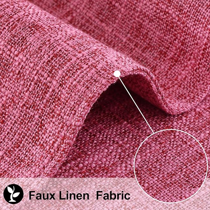 homing Faux Cotton Linen Placemats Set of 6, Cloth Washable Farmhouse Dining Table Mats for Indoors & Outdoors, Easy to Clean, Hot Pink, 13 x 19 Inch