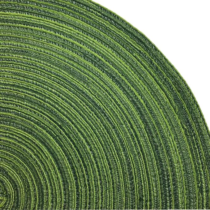 Red-A，Placemats,Round Placemats for Dining Table Woven Heat Resistant Non-Slip Kitchen Table Mats Diameter 14 inch (Set of 6, Hunter Green)