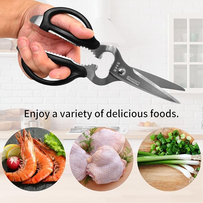 Seki Japan Left Handed Kitchen Scissors, Stainless Steel Blade Soft Grip Kitchen Shears