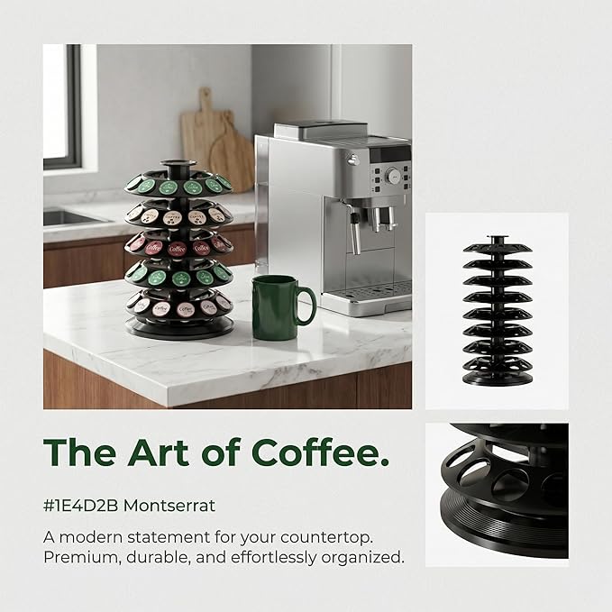 SAVORI 60 Capacity Rotating Nespresso Vertuo Pod Holder, 5-Tier Black Coffee Capsule Carousel, Spinning Organizer Stand for Nespresso Vertuo Pods, Kitchen Counter Storage Rack