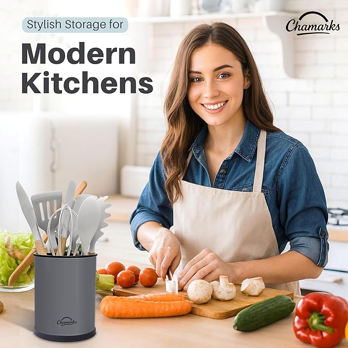 Kitchen Utensil Holder and Countertop Organizer. (Gray)