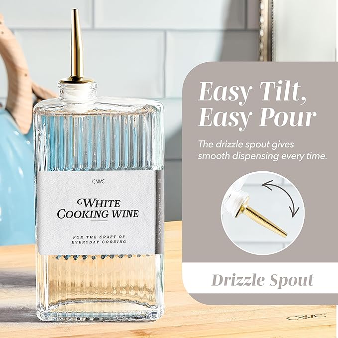 COOK WITH COLOR Olive Oil Dispenser Bottle - 4 Pk Glass Oil Dispenser for Kitchen - Condiment, Coffee Syrup & Vinegar Dispenser, Olive Oil Cruet, Includes 8 Auto Pourer Spouts