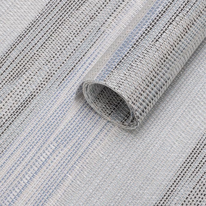 Winknowl Placemats Set of 4, Heat Resistant Stain Resistant Woven Vinyl Insulation Place mats, Durable Washable Elegant Table Mats for Kitchen Dining Table Decor (Lightsteel Blue)