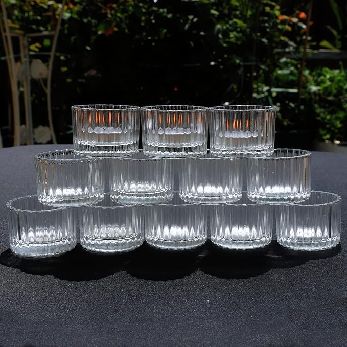 VOHO Tealight Candle Holder Set of 24, Glass Tea Lights Candle Holder for Birthday Decorations, Crystal Clear Candle Holders for Table Centerpiece(2 in x 1.4 in, Clear)