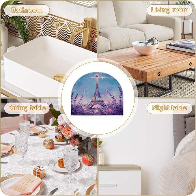 Napkin Holder Acrylic Napkin Holder for Table Kitchen Party Restaurant U Shaped Upright Napkin Dispenser Organizer Lavender Eiffel Tower Purple