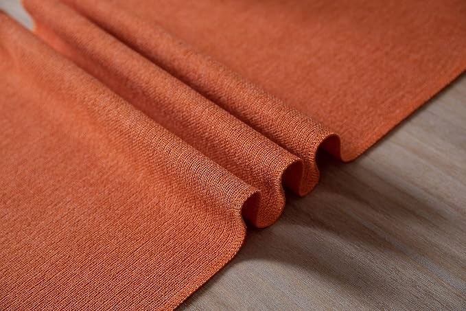 ZeeMart Burnt Orange Table Runners 72 Inches Long, Burlap Linen Style Rustic Farmhouse Fall Table Runner, Boho Woven Dining Table Runner, 13x72 Inches, Harvest Pumpkin