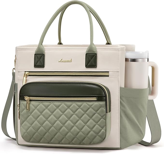 LOVEVOOK Insulated Lunch Bag Women,Wide Opening Adult Lunch Box Women with Cup Holder,Large Leakproof Cooler Bag for Work Picnic Beach Family College Mom,Lunch Teacher Tote Bag for Gift