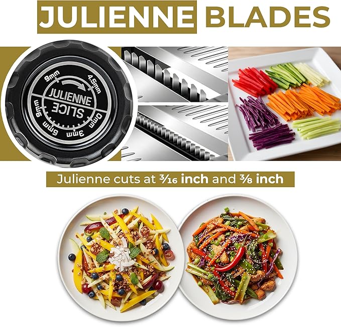 Gramercy Adjustable Mandoline Food Slicer, Mandoline Slicer for Kitchen, Mandolin, Potato, Tomato, Carrot, Vegetable, Fruit and Onion Cutter - Stainless Steel - INCLUDING 1 Pair Cut-Resistant Gloves