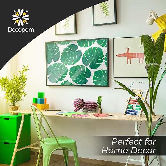 Decopom Artificial Palm Leaves 60-108 Pack - 6 Kinds Large Small Green Fake Palm Leaf with Stems for Safari Jungle Hawaiian Luau Party Table Decoration Wedding Birthday
