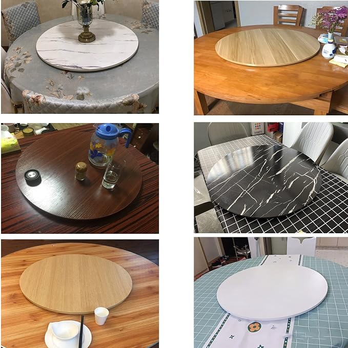 Round Rotating Serving Plate For Dining Table - Wooden Turntable Lazy Susan Smooth Surface, 360° Rotating Serving Tray Turntable For Family Dinner, Easily Share Food (Color : Black, Size : Ø100cm(39