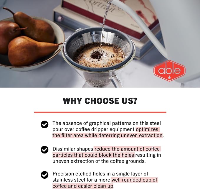 Able KONE compatible with Chemex: The Original Reusable Black Titanium Coffee Filter