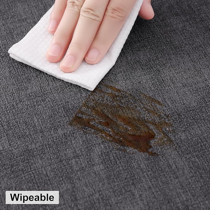 homing Round Faux Leather Placemat and Coaster 8 Packs, Washable Heat Resistant Dining Place Mats, Wipeable Double-Sided Table Mats for Indoor and Outdoor, Diameter 13 and 3.93 inch, Charcoal