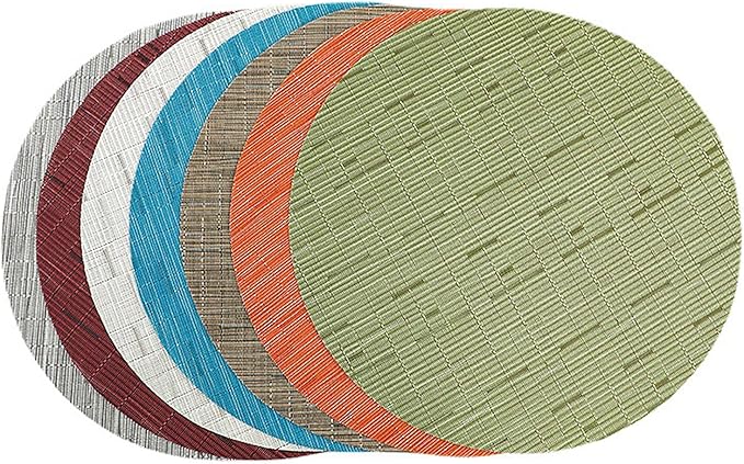 Round Placemats Set of 6 Woven Table Mats Washable Non-Slip Place Mats 13.8 Inch for Christmas Decoration Home Wedding Party,Off White