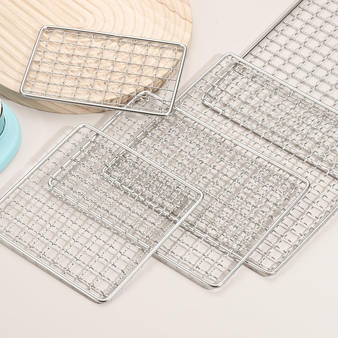 uxcell Cooling Racks, 3.9" x 5.9" Stainless Steel Barbecue BBQ Grill Net Mesh Rack Grate for Cooking, Roasting, Grilling, Oven & Dishwasher Safe, Silver