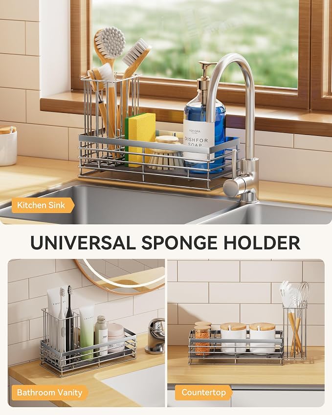 Yofidra Sink Caddy With Stone Drying Tray, Silver, M