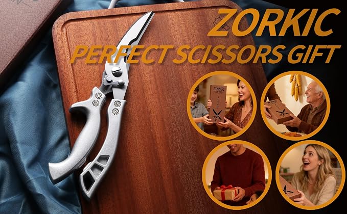 Kitchen Scissors Poultry Shears Heavy Duty Silver, Dishwasher Safe Japan Kitchen Shear for Food Chicken Scissor, Fish, Meat Cutting Scissors Cooking Shears Gifts for Men Women