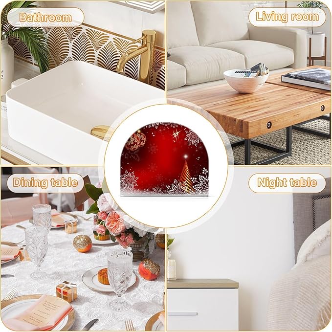 Acrylic Fall Napkin Holder for Table Kitchen Christmas Red Balls Snowflakes Cocktail Dinner Napkin Holders Paper Towel Dispenser Countertop Modern Home Decor