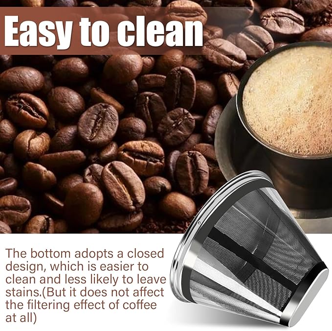#4 Coffee Filter Reusable Coffee Filter Stainless Steel Coffee Filter Compatible with Technivorm Moccamaster KBGV KBT 79112 53923 59691 etc. Durable Stainless Steel Filter for Sustainable Brewing (1)