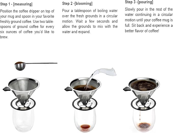 Clever Pour Over Coffee Dripper With Cup Stand (Size #4) - Paperless and Reusable - Ultra Fine Micro Mesh Filter - Perfect for Manual Brewing - BONUS: Coffee Scooping Spoon + Cleaning Brush.