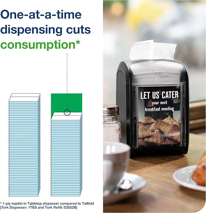 Tork Xpressnap Fit Counter Top Napkin Dispenser Starter Pack – 800743 – N14 Dispenser for Restaurants Include 2 x 120, 2-Ply, Natural Napkin Refill Packs