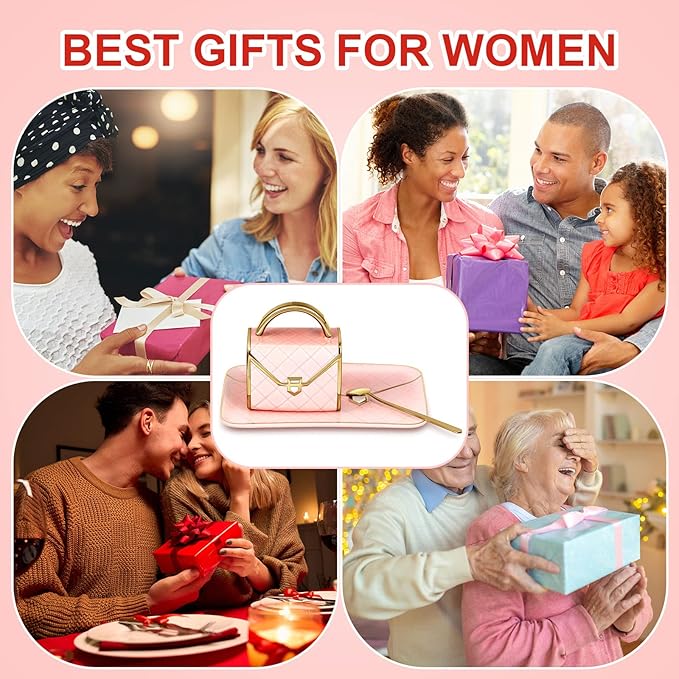 Zubebe 1 Set Coffee Mug Elegant Handbag Shaped Cup Modern Ceramic Purse Mug with Spoon and Saucer, 10oz Cute Creative Tea Cup for Woman Girls Gift (Pink)