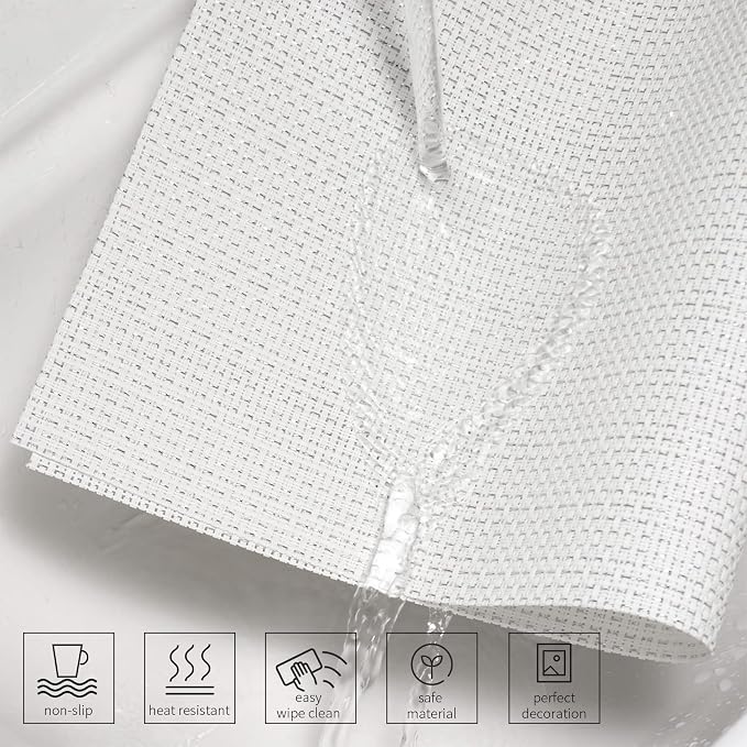 AHHFSMEI Placemats Set of 6 Washable Woven Vinyl Placemats for Dining Table Heat Resistant Non-Slip Stain Resistant Table Mats for Kitchen & Home Decor(White,6)