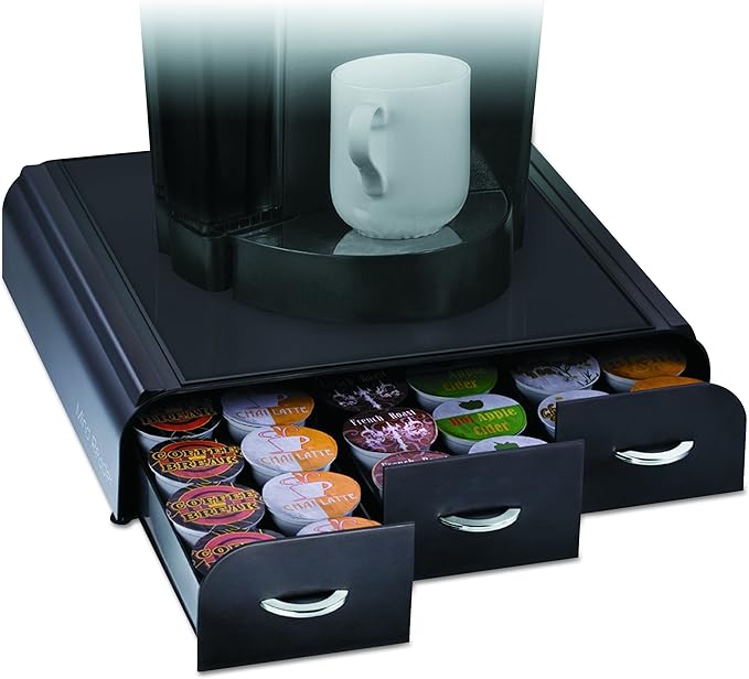 Mind Reader Coffee Pod Organizer with Drawers (36 Pod Capacity) + 11-Compartment Coffee Cup and Condiment Organizer with 2 Drawers