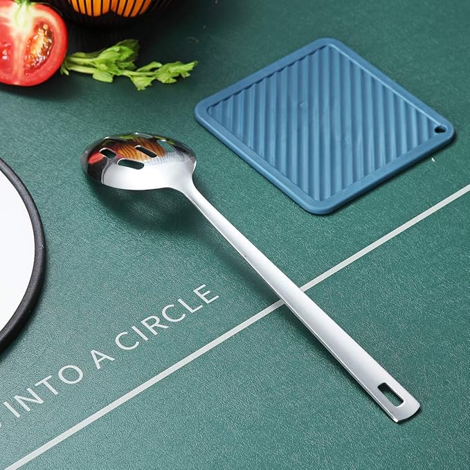 Berglander Stainless Steel Slotted and Basting Spoon, Heat Resistant, Non-Stick, Dishwasher Safe, Easy to Clean
